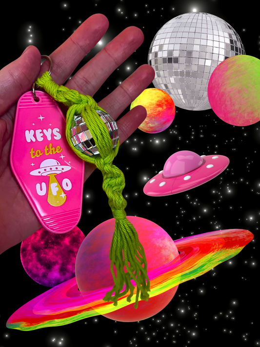 Keys To the UFO Macrame Keychain