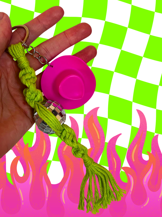 Stay Weird Cowgirl Macrame Keychain