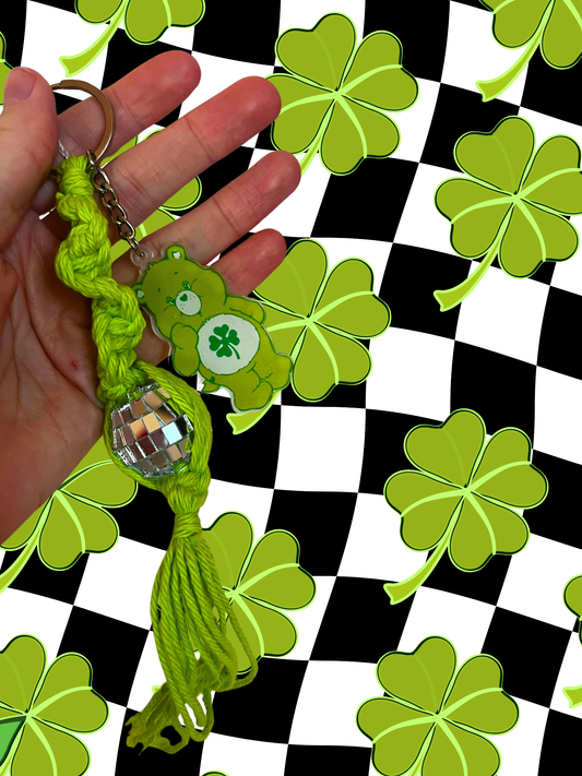 Lucky Charm Bear Macrame Keychain