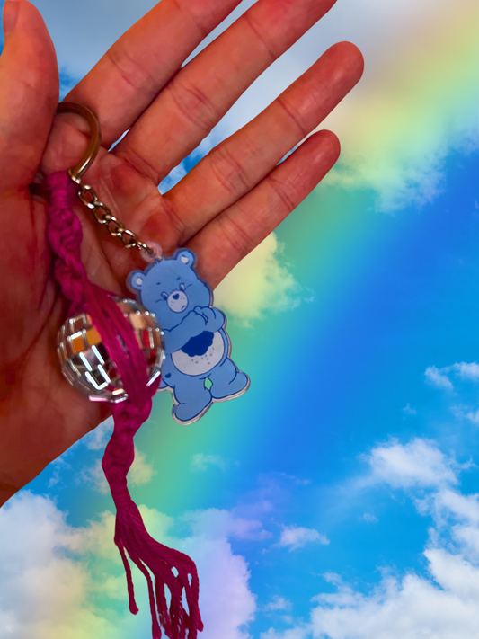 Grumpy Dayz Bear Macrame Keychain